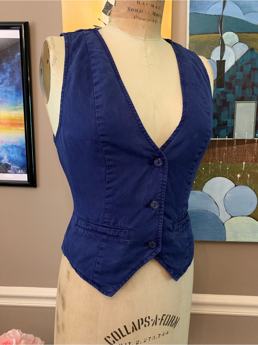 Young Fabulous Broke YFB Tate Denim Vest Cobalt Blue - Size S